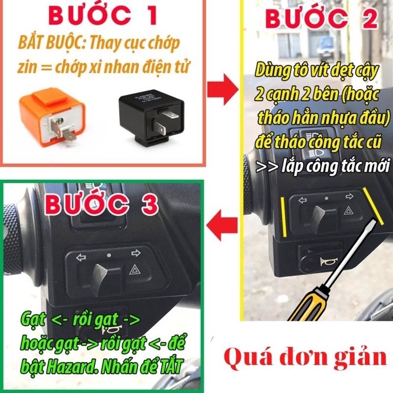 Công Tắc Hazard Nháy 4 Xi Nhan Xe SH/Wave/Winner X/V3/Vision/AB Gắn Zin
