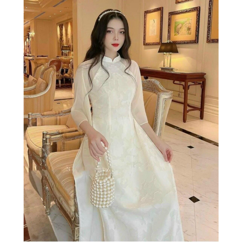 Áo Dài Cách Tân Nữ, SET ÁO DÀI CÁCH ĐIỆU 2 DÂY NƠ NGỰC TRỄ VAI KÈM QUẦN SUÔNG_MTs