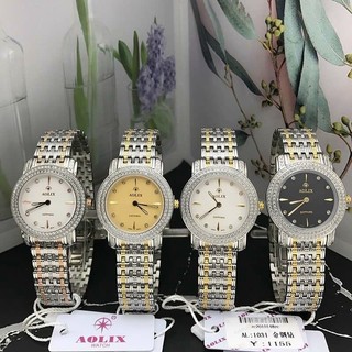 Đồng hồ aolix nữ quai kim loại viền đá