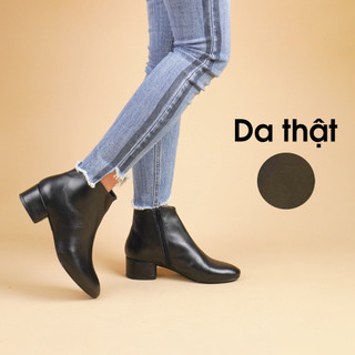 Boot nữ da dê VAG xuất Úc, boots nữ cổ thấp da thật gót 3cm- Kimy Store