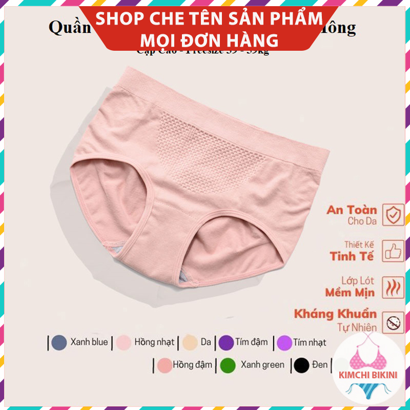 Quần lót nữ cotton freesize cạp cao co giãn 4 chiều có túi zip cho 40-63kg KIMCHIBIKINI QL002