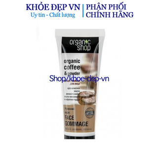 Tẩy da chết mặt Organic shop Organic coffee & powder Nga – Tuýp 75ml