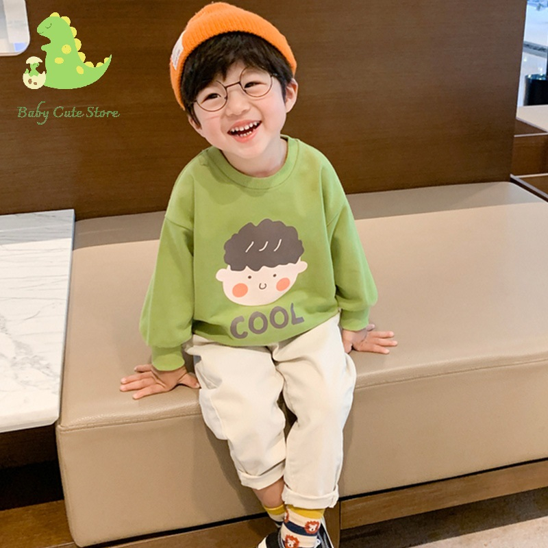 Áo Nỉ Thu Đông Ấm Áp Cho Bé Trai Bé Gái Áo Thu Đông Mềm Mịn Cổ Tròn Cho Bé Áo Nỉ Dài Tay Phom Rộng Thoải Mái
