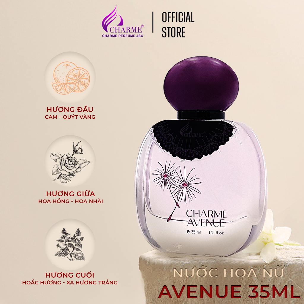 Nước hoa nữ thơm lâu, Charme Avenue, mùi hương hoa cỏ, nhẹ nhàng, quyến rũ, lưu hương lâu, 35ml