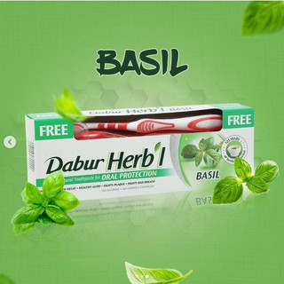 Hạn 3.2027 - có bàn chải - kem đánh răng dabur herbal - húng quế 155g