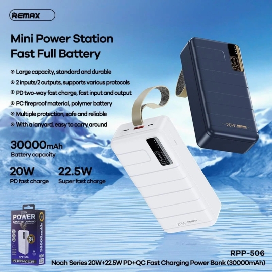 Pin Dự Phòng Nhanh 22.5W Remax RPP-506 30.000mAh