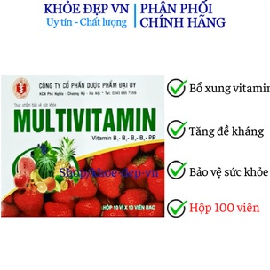 Multivitamin Đại Uy bổ sung vitamin, giúp tăng cường sức đề kháng, tăng miễn dịch – Hộp 100 viên