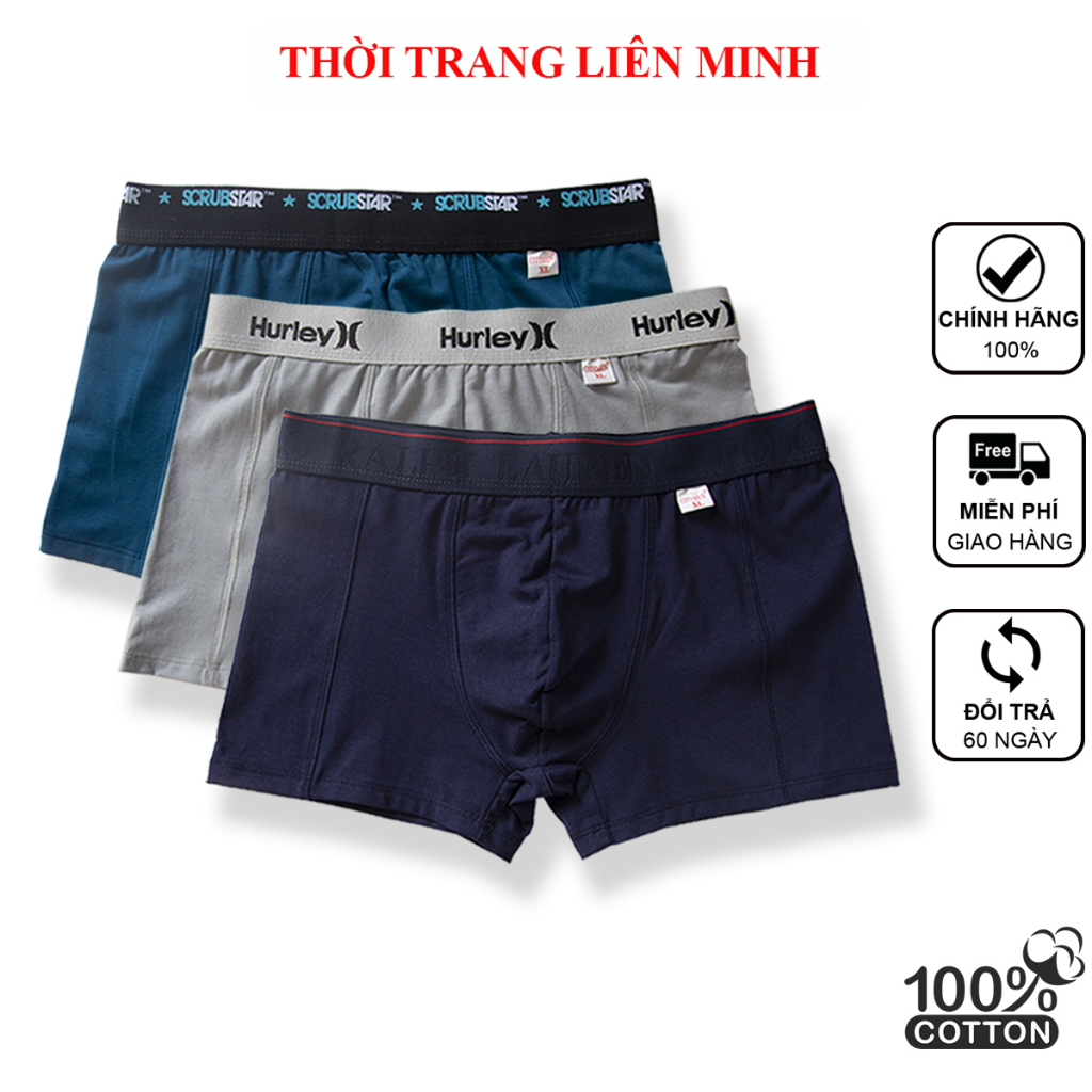 Combo 2 Quần lót nam boxer CITYMEN nhiều lưng vải cotton 4 chiều cao cấp sịp đùi nam