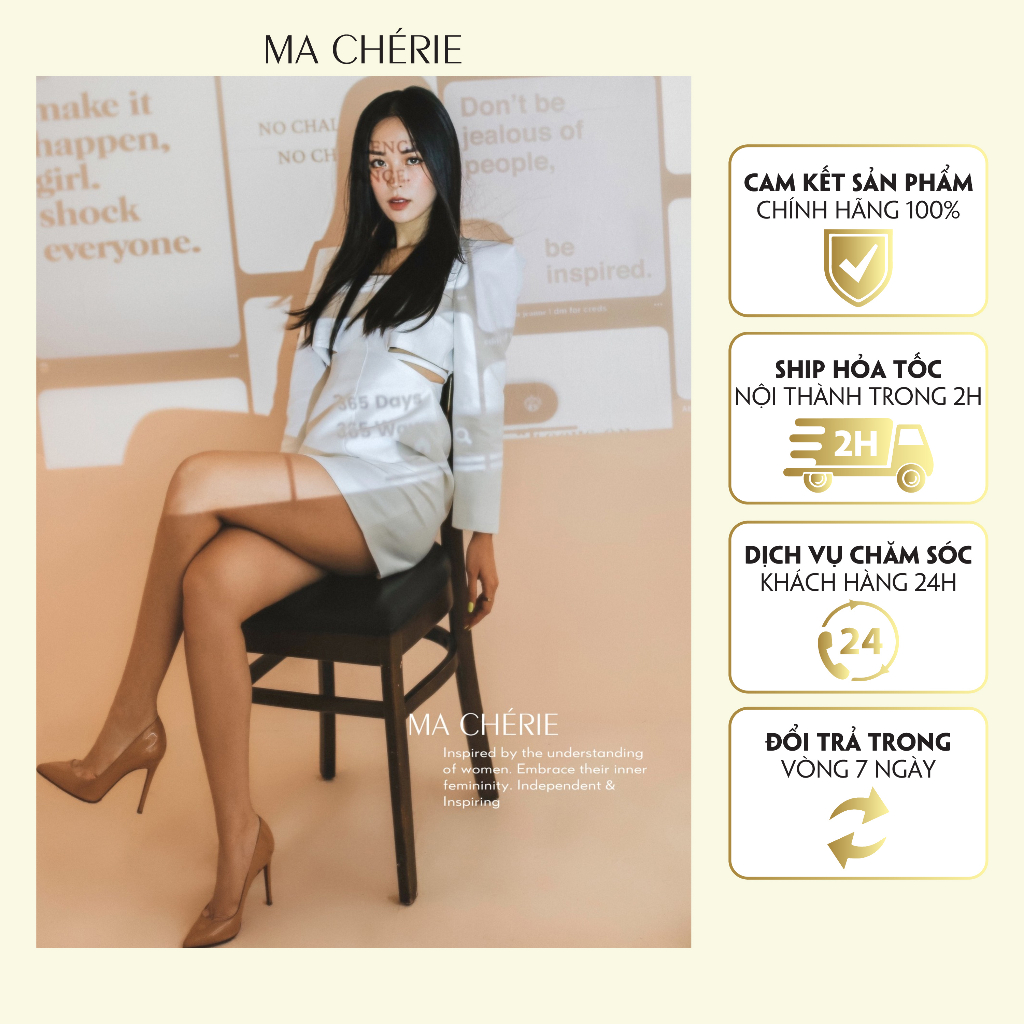 Đầm trắng hở eo Xavia Snow quyến rũ thiết kế MA CHERIE hai phân loại dài tay và ngắn tay VMC210704TT