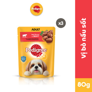 PEDIGREE® Thức ăn cho chó lớn dạng sốt vị bò 80g x 3 túi