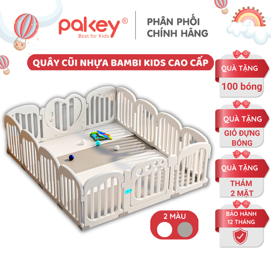 Quây Cũi Nhựa Bambi Cao Cấp TẶNG 100 BÓNG + THẢM DÀY