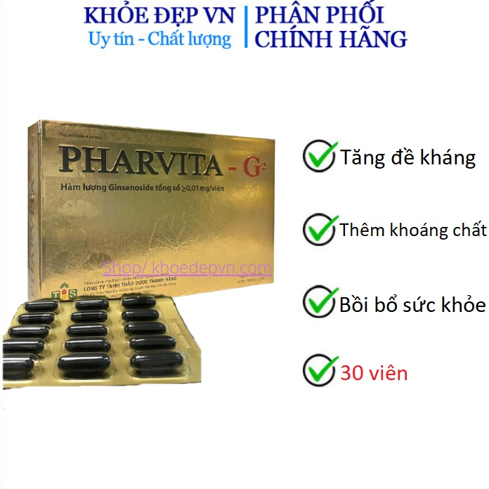 Vitamin tăng sức đề kháng Pharvita - G2 giúp ăn ngon ngủ tốt 1 hộp x 30 viên