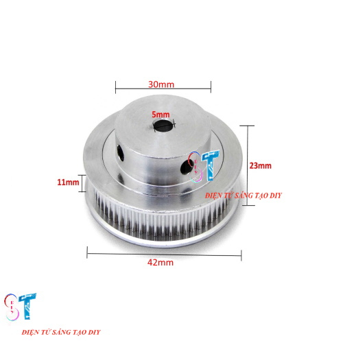 Pulley Bánh Răng Nhôm 3M40 Răng Bản Rộng Đai 11mm Trục 5mm