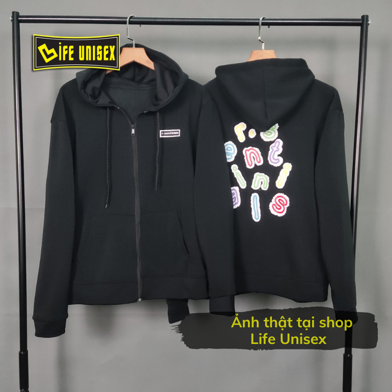Áo Khoác Nỉ Hoodie Dây Kéo SENTI Chống Nắng Phong Cách Unisex Form rộng-Life Unisex