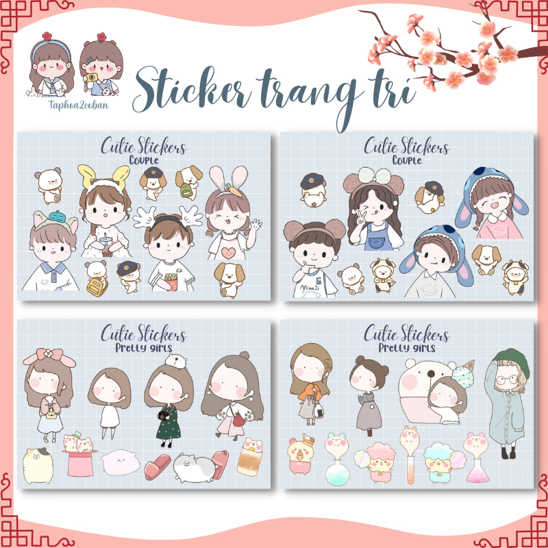 Stickers hình dán dễ thương, cute trang trí điện thoại, nhật ký, sổ tay, laptop, máy tính [ĐỌC KĨ MÔ TẢ SẢN PHẨM]