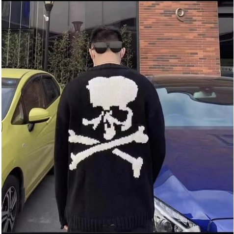 Áo Nỉ Sweater In Hình Đầu Lâu Xương Chéo Form Rộng Unisex Cho Nam Nữ
