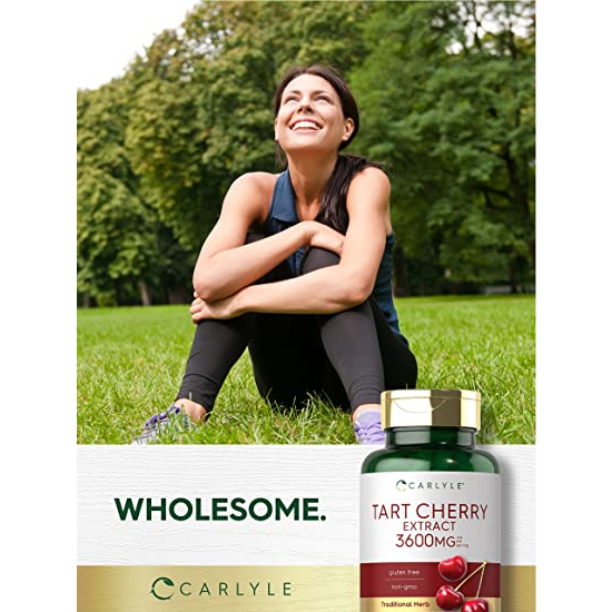 Carlyle Tart Cherry Extract 3600mg - Viên uống hỗ trợ gout, giảm đau cơ, khớp và chống oxy hóa 200 viên