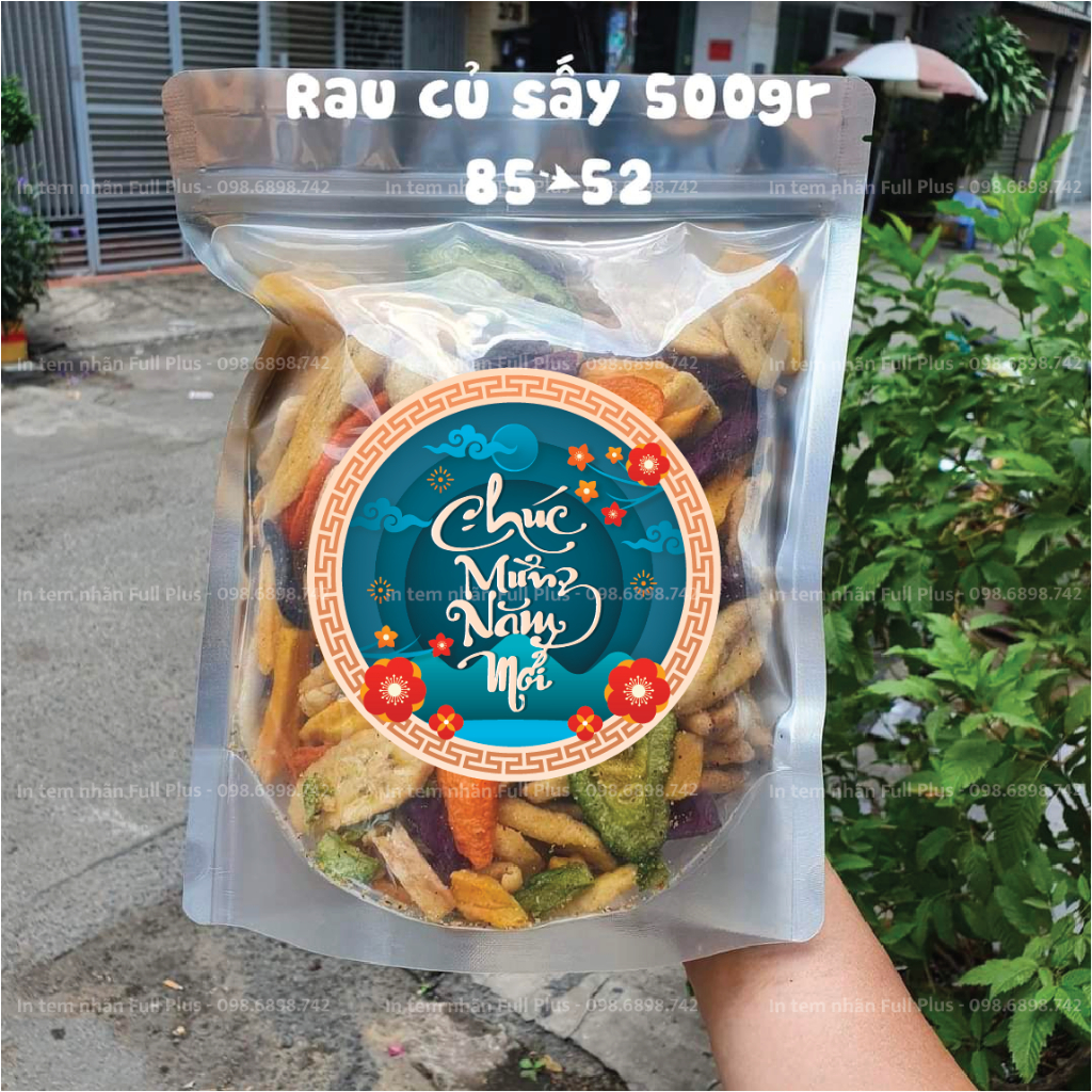 Tem Dán Trang Trí Tết, Tem Chúc Mừng Năm Mới, Tròn 8cm