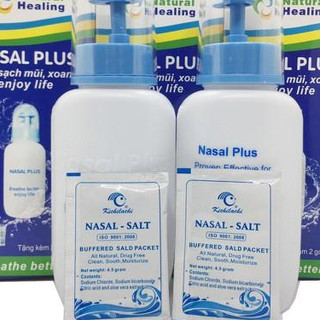 Bình rửa mũi cao cấp Nasal Plus Tặng kèm 02 gói muối biển