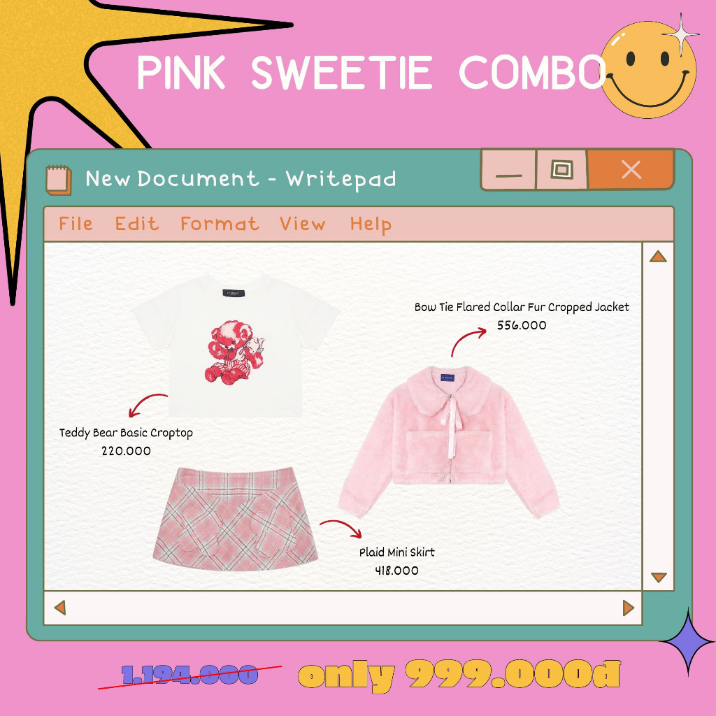 Usthebasic - Combo Áo Váy Pink Sweetie