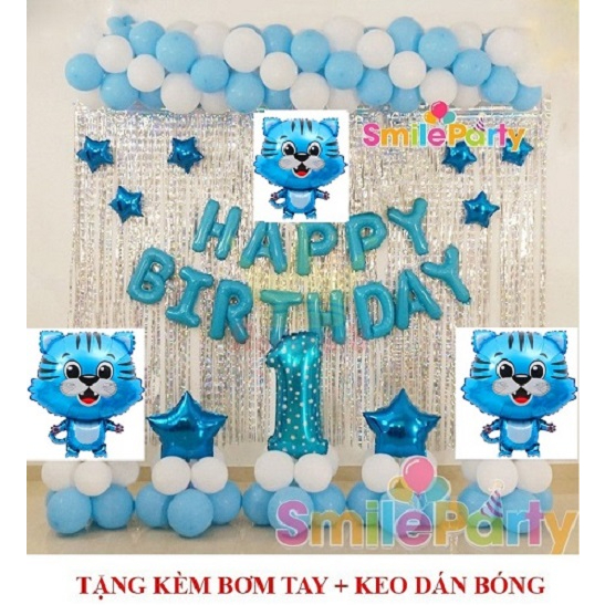 set bóng trang trí sinh nhật cho Bé tuổi Dần/Hổ 1 Tuổi, tuổi Trâu 2 tuổi