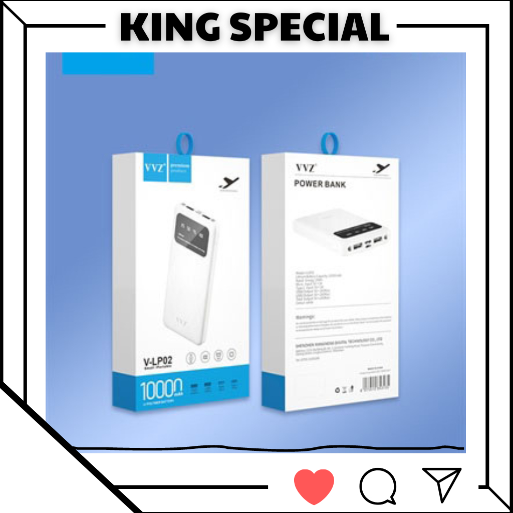 Pin Sạc Dự Phòng VVZ 10000mAh LP - 02 Có Đèn Led Tích Hợp Cổng USB Type - C In Hỗ Trợ Sạc Nhanh 18W - Hàng Chính Hãng