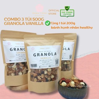 Combo 3 túi 500g granola vị vanilla emma food ngũ cốc ăn kiêng đẹp da đẹp dáng