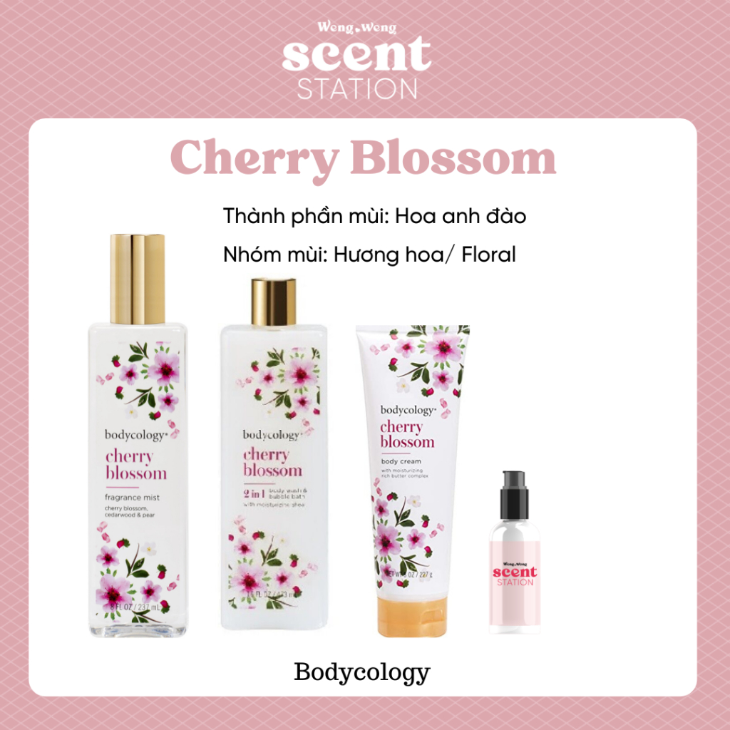 Bộ Sản Phẩm Chăm Sóc Cơ Thể Toàn Diện Bodycology mùi Cherry Blossom