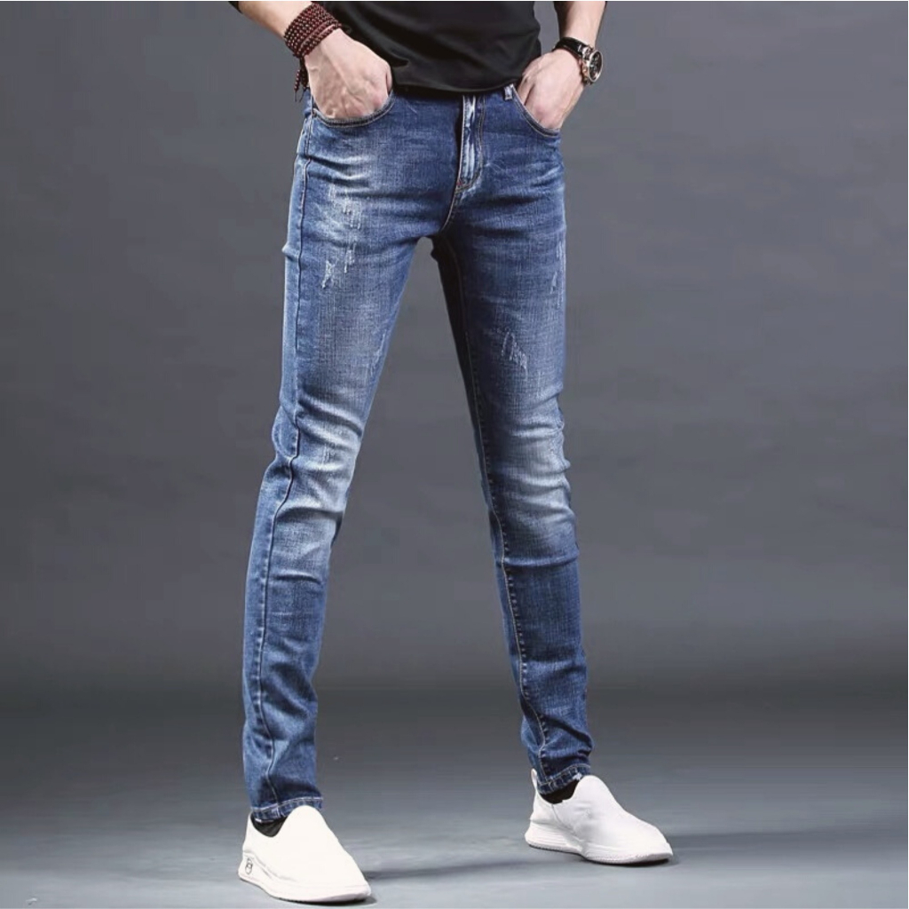Quần jean nam Gấu 194 wass kiểu vải jeans co dãn, dày dặn form slimfit  - Xanh Đậm 252 - 001