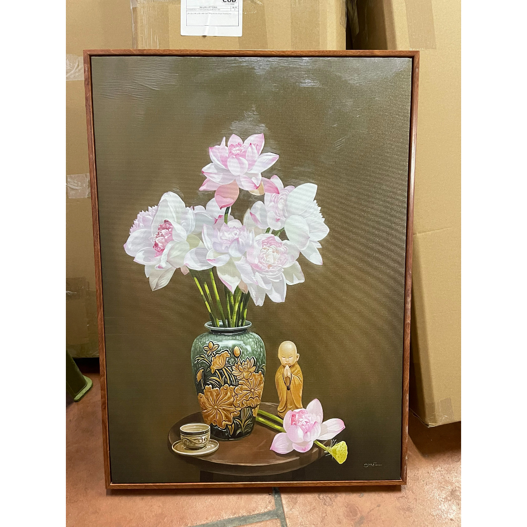 Tranh treo tường hoa sennền cổ , treo phòng khách , phòng thờ,phòng trà,.... mang lại sự tịnh tâm an yên