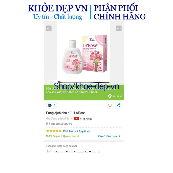 Dung dịch vệ sinh phụ nữ La'srose làm sạch, khử mùi, ngăn ngừa vi khuẩn- Chai 100ml