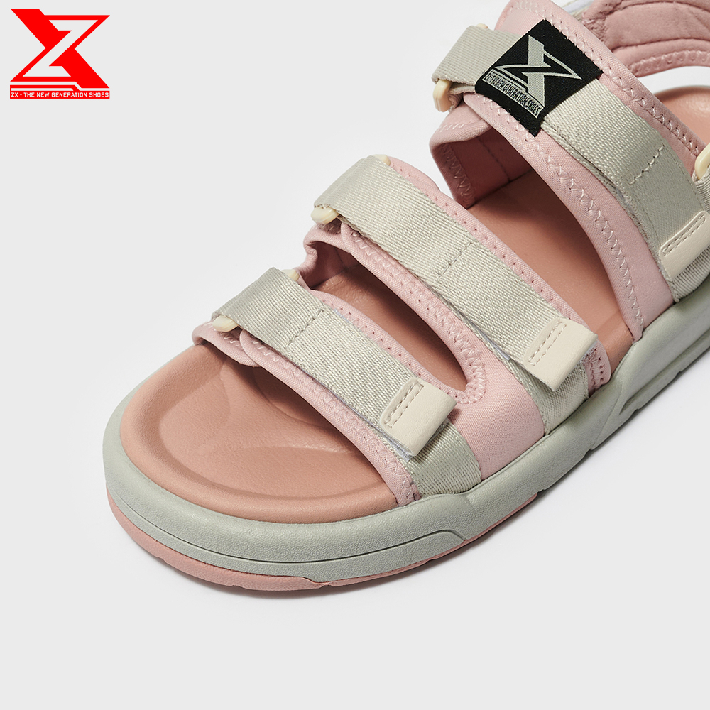 Giày xăng-đan Nữ ZX 3128 Pink cream 3 quai phối lót hồng đế Phylon 3 lớp 3cm
