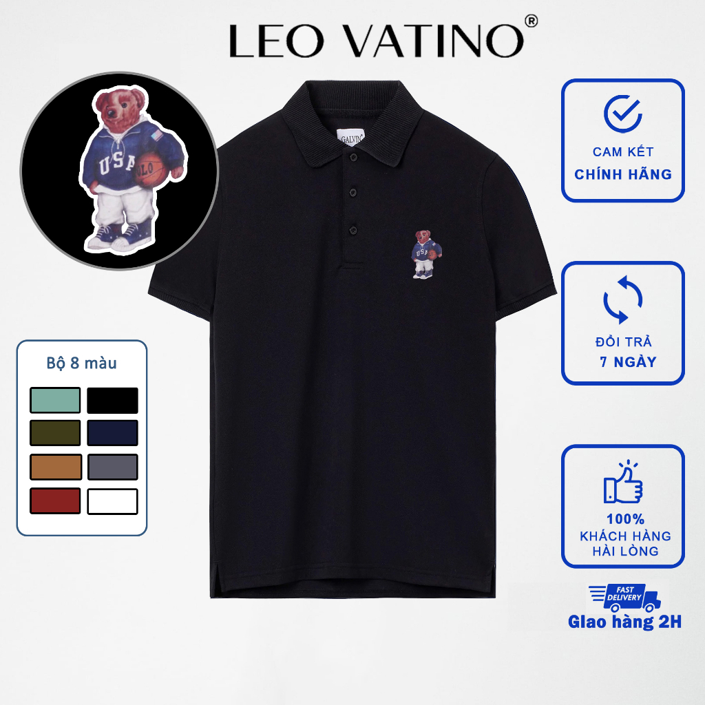 Áo thun polo Teddy Galvin cổ bẻ bo dệt kim chất cotton cá sấu CVC co giãn PLGV12-M4 - Leo Vatino
