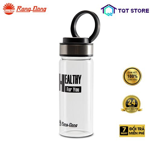 Bình nước cầm tay 450ml Rạng Đông, thân thủy tinh, nắp nhựa ABS-Inox, Model: RD-045G1