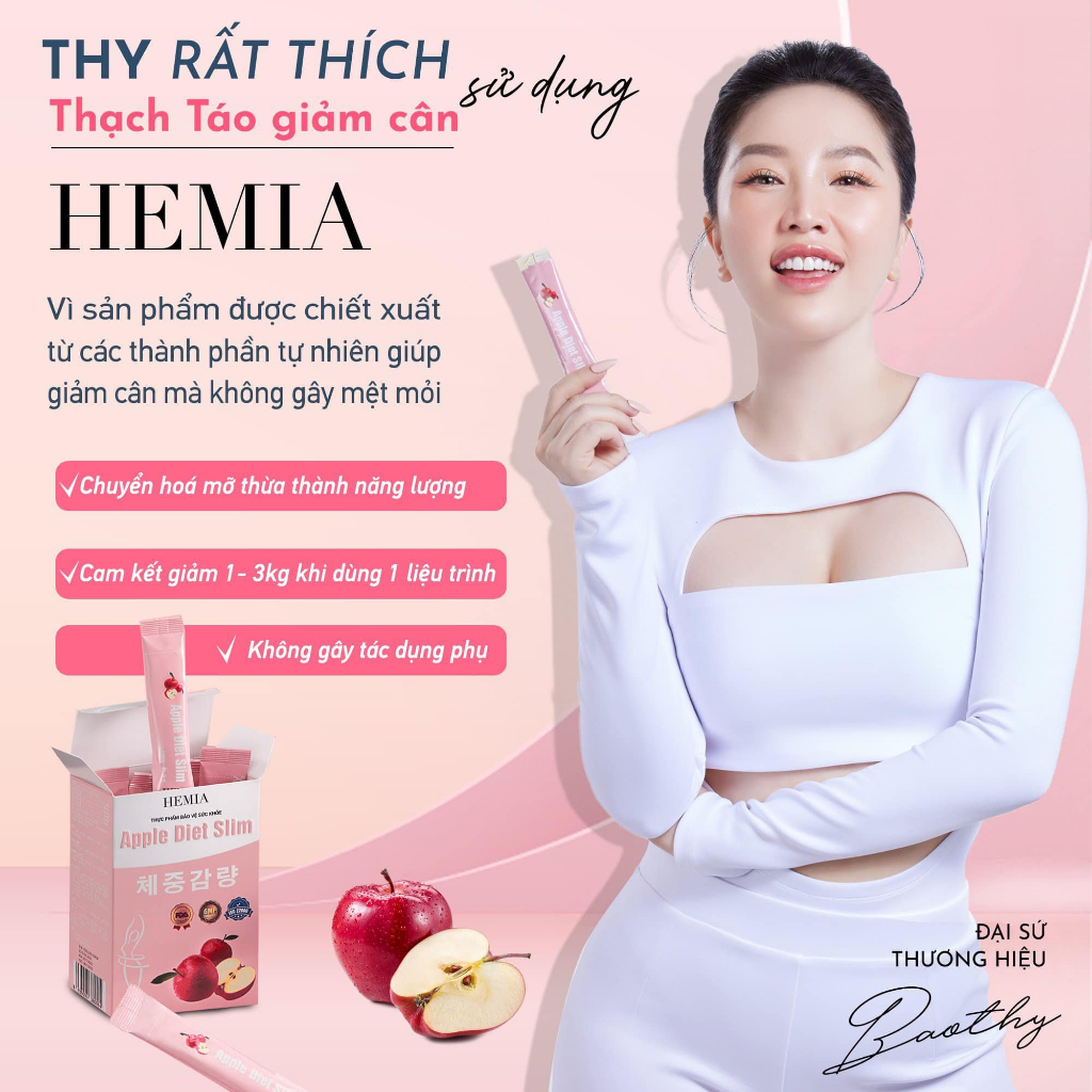Thạch Táo Giảm Cân Hemia Hàn Quốc chính hãng Apple Diet Slim Hộp 10 Gói