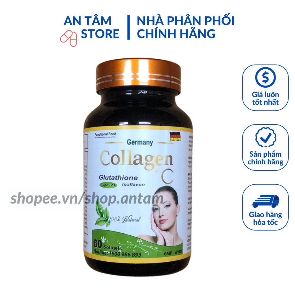 Viên uống đẹp da Collagen +C bổ sung Vitamin A E C giảm nám sạm da Hộp 60 viên