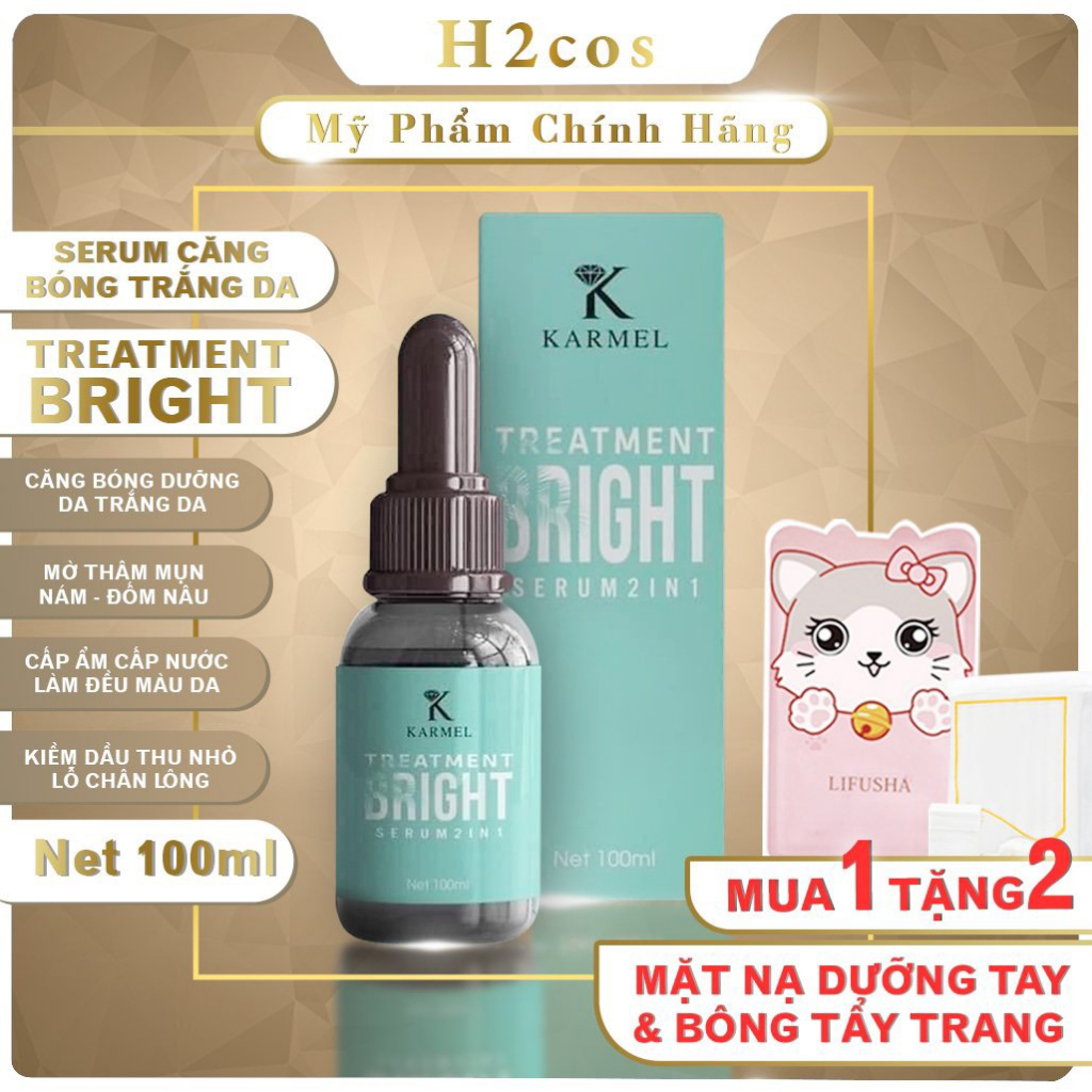 Serum căng bóng trắng da mờ thâm,cấp nước cho da, 10ml, 50ml Treatment Bright Karmel 2in1