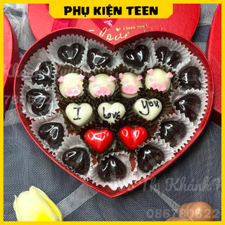 Socola valentine hộp trái tim 25-28 viên thơm ngon đậm vị ít ngọt tặng người yêu bạn gái kèm thiệp và túi