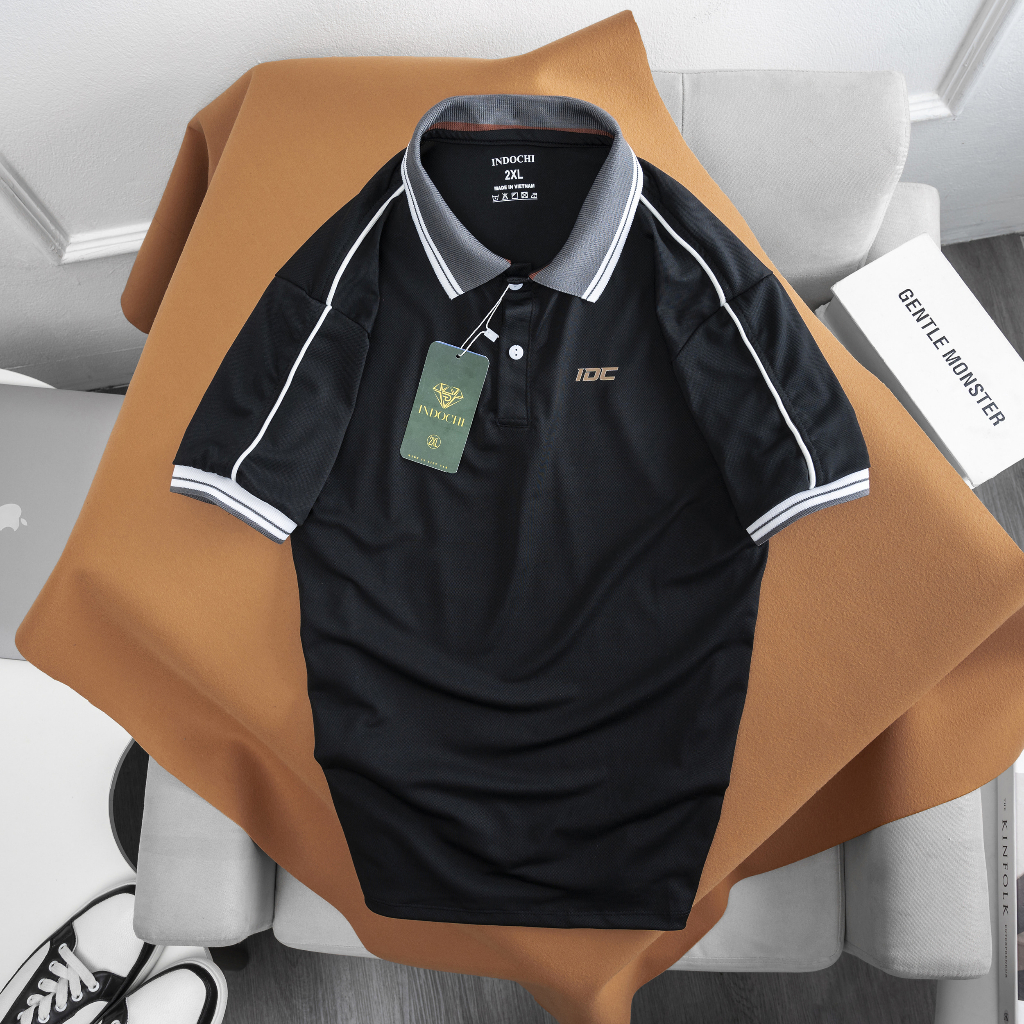 Áo polo nam ngắn tay in chữ IDC , áo polo có cổ vải cá sấu co dãn thoáng mát