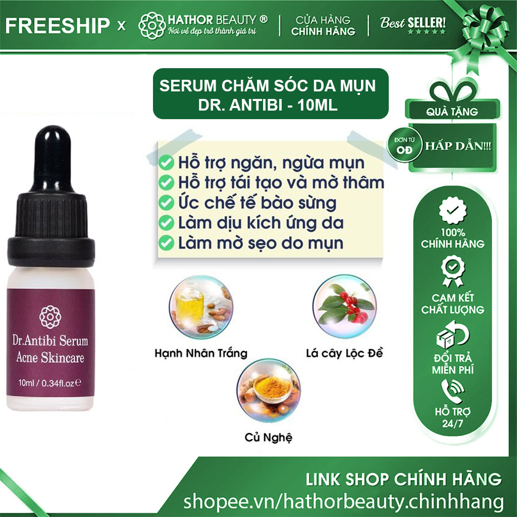 Serum chăm sóc da mụn Dr Antibi - Acne Skincare - Chai đầu bóp - 10ml - Hathor Beauty (Kim Thiên Hoa)