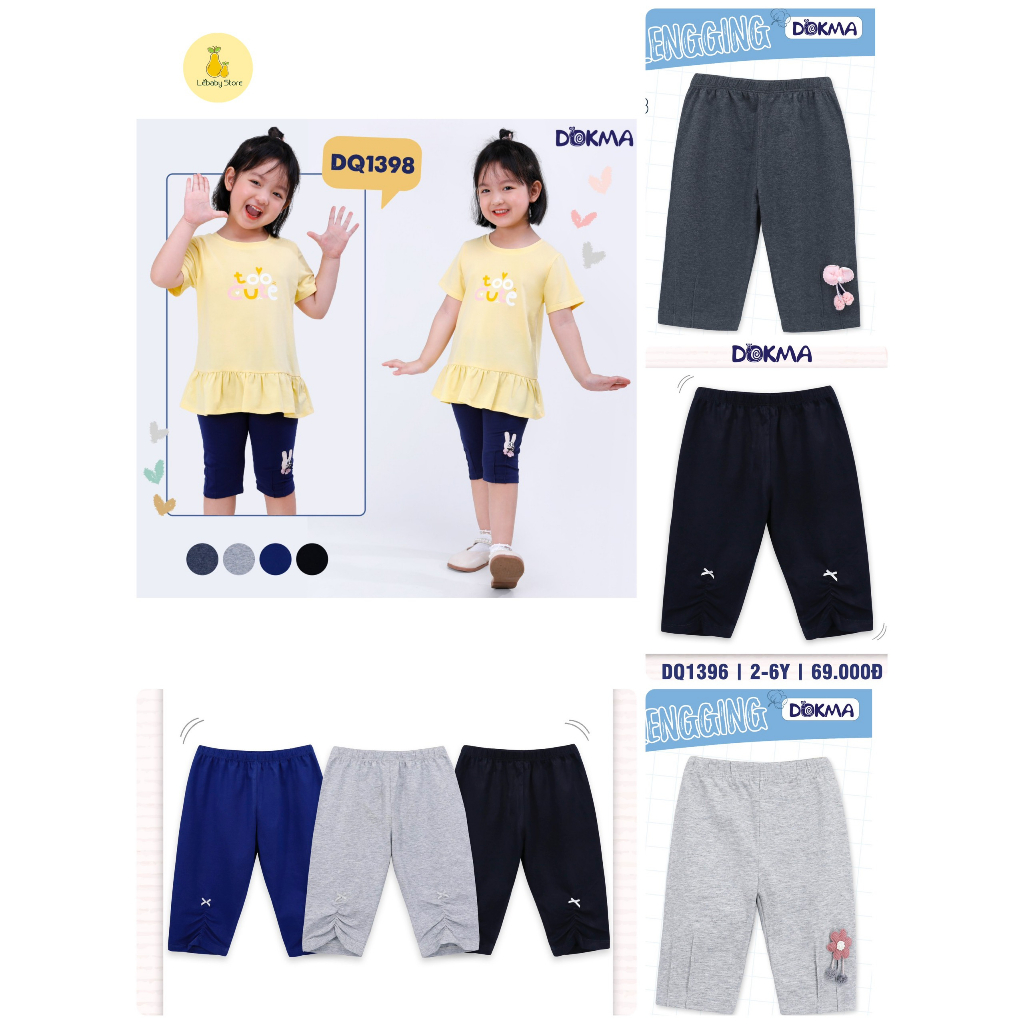 (2-6y) Quần legging lửng cotton mềm cho bé - DOKMA