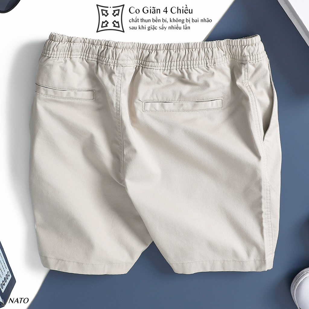 Quần Short Kaki Nam LƯNG THUN Co Giãn Vải Kaki Cotton Cao Cấp Đẹp Trơn Màu Xám Đen Xanh Đen Navy Nâu Ngắn Đùi NATO