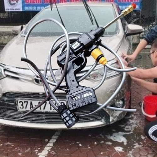Súng Rửa Xe - Máy Rửa Xe Áp Lực Cao Chạy Pin 24v Hàng Cao Cấp 2 Pin
