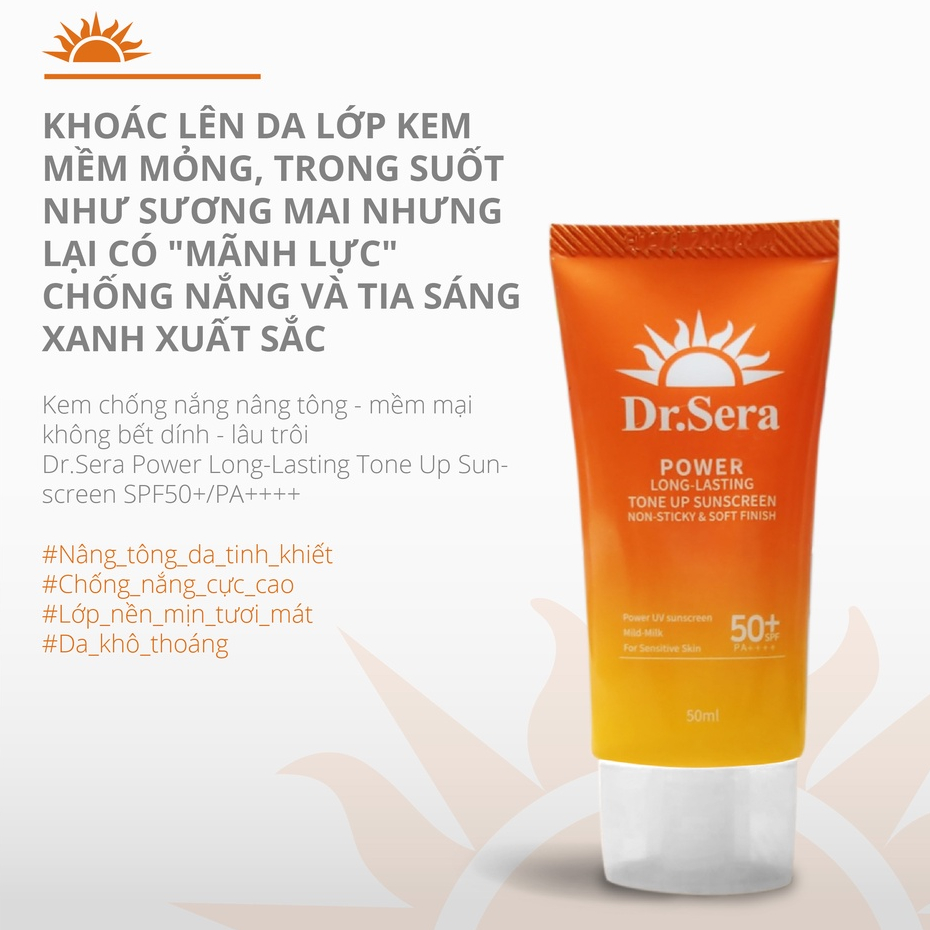 Kem chống nắng nâng tông trắng da spf 50 DR.SERA POWER LONG-LASTING TONE UP SUNSCREEN SPF50+/PA++++ 100ml