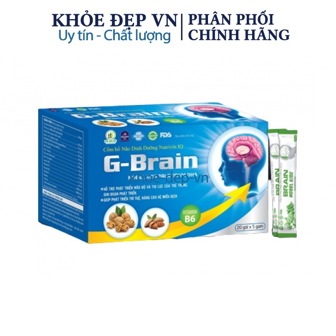 Cốm bổ não dinh dưỡng G-brain nobel kids palatinum DHA giúp phát triển não bộ và thị lực của trẻ nhỏ - hộp 20 gói