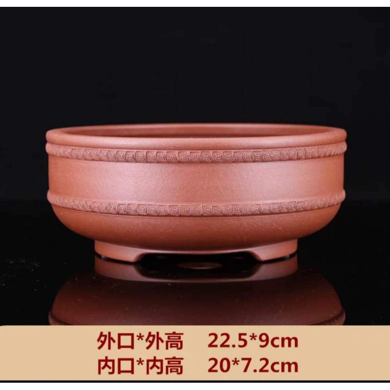 Chậu Bonsai - Chậu Trung Quốc - Chậu tròn đỏ