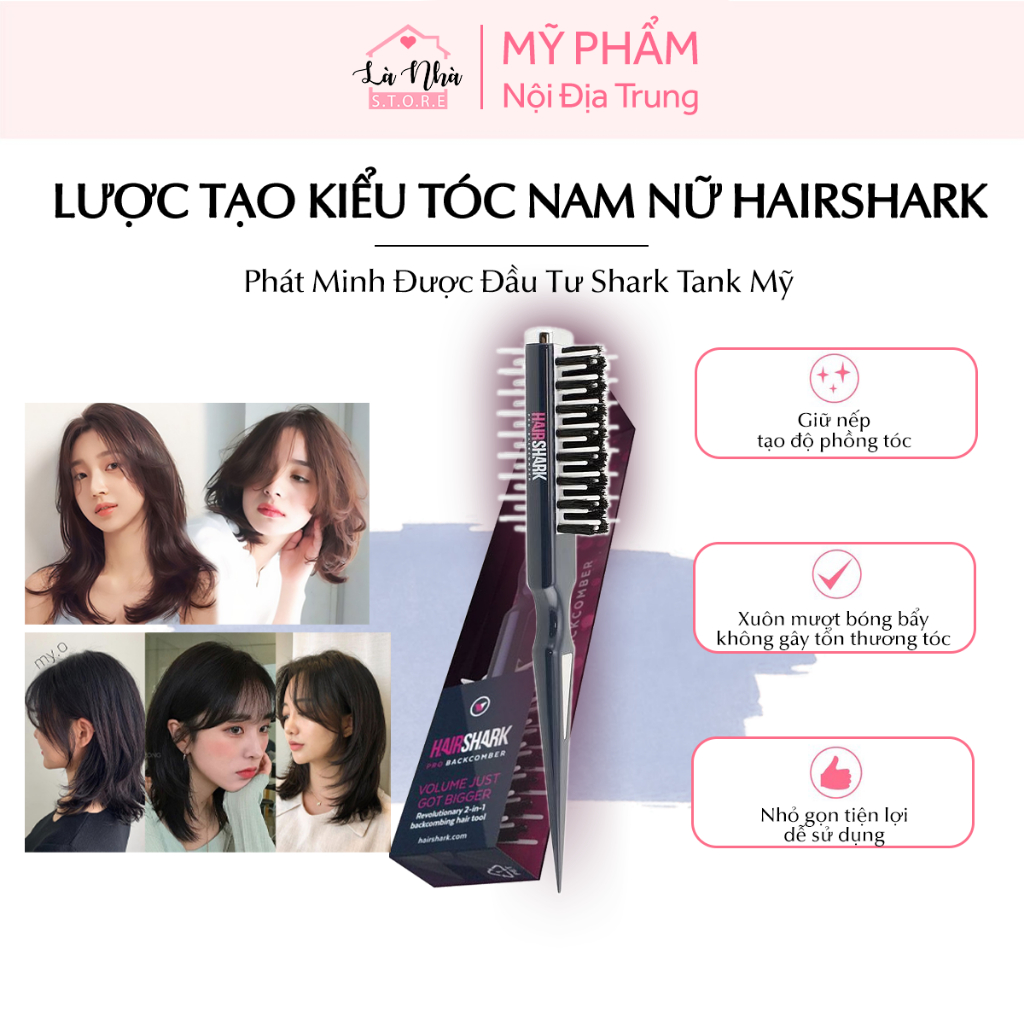 Lược tạo kiểm tóc nam nữ thông minh Hairshark, lược chải tạo kiểu tóc phồng, tóc dài, tóc xoăn, tóc rối, massage da đầu.