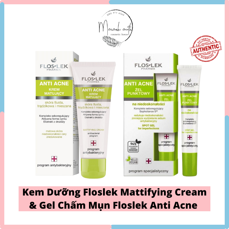 Kem Dưỡng Floslek Cho Da Dầu Mụn Kiểm Soát Dầu Và Điều Tiết Nhờn Anti Acne Mattifying Cream 50ml