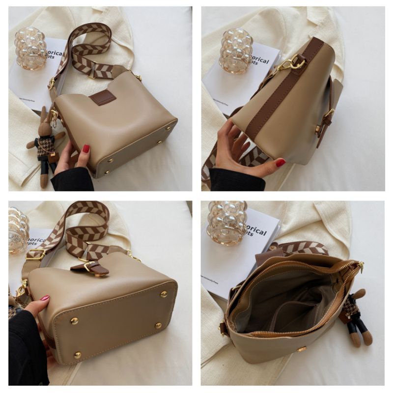 Túi đeo vai, đeo chéo HV24 da bò thật - túi nữ da bò dây bản to cao cấp