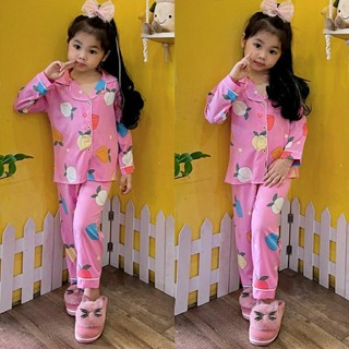Đồ Bộ Lụa Pijama Tiểu Thư Tay Dài Bé Gái